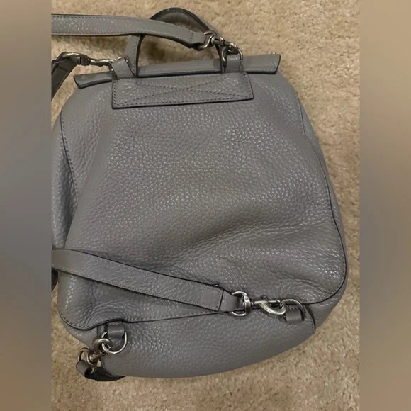 Rebecca Minkoff Keith Pebbled Leather and Suede Backpack Grey Convertible Gray - Picture 3 of 10